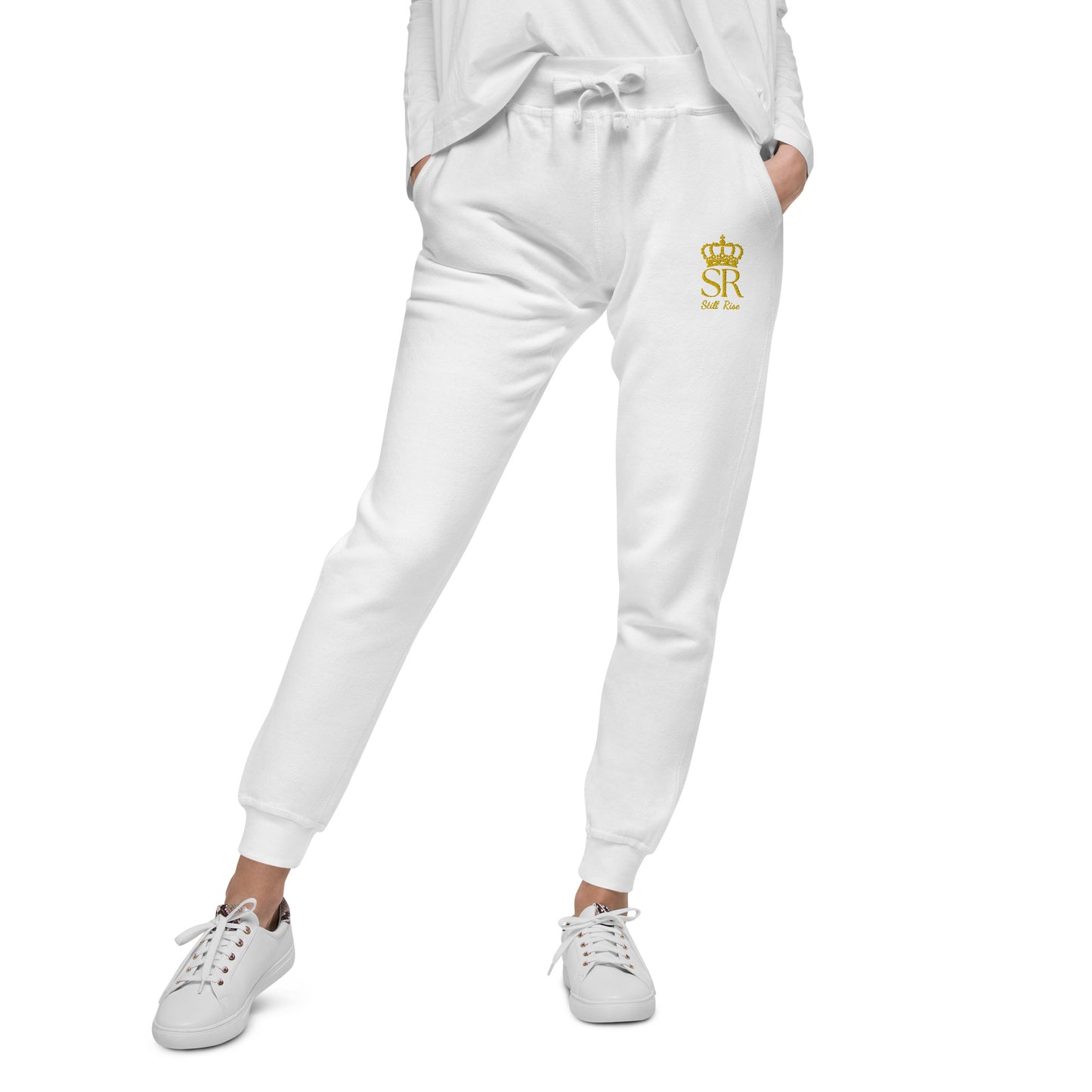 THSR Unisex Sweatpants - Black or White with Embroidered Gold "SR Still Rise" Design