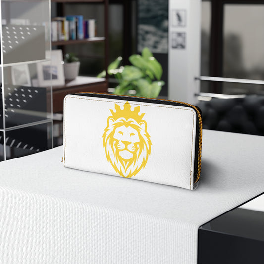 THSR 'THSR' White Long Zipper Wallet - Elegant Gold Detailing on Both Sides