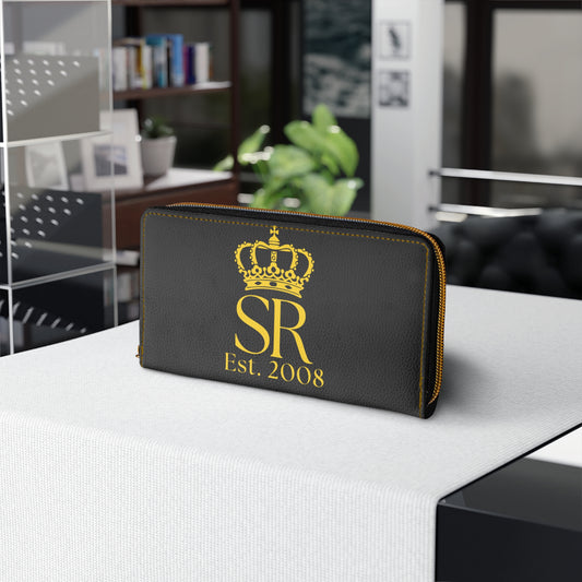 THSR Gold 'SR Est. 2008' Black Long Zipper Wallet - Elegant Gold Detailing on Both Sides