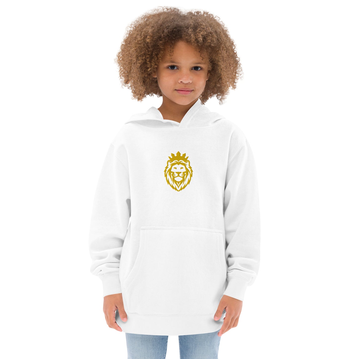 THSR Youth Pullover Hoodies with Center-Chest Logo – Black or White Pullover Hoodies Featuring Gold THSR KING Lion wearing a crown Design for Kids
