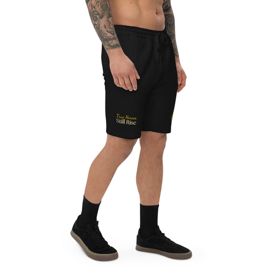 THSR Unisex Fleece Shorts - Black or White - Embroidered Gold KING Lion and Bold Gold "True Heroes Still Rise"