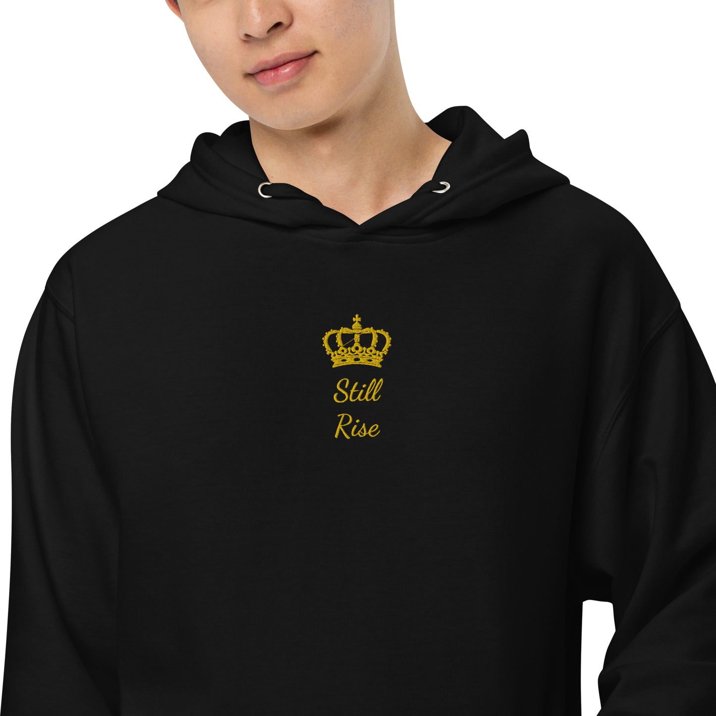 THSR Adult Pullover Hoodie with Center-Chest Logo – Black or White Pullover Hoodies Featuring Gold "Still Rise" under a crown Design for Adults